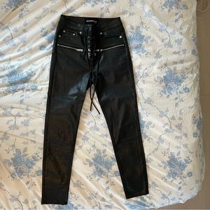 The Kooples Franky Leather-Effect Moto Skinny Jeans